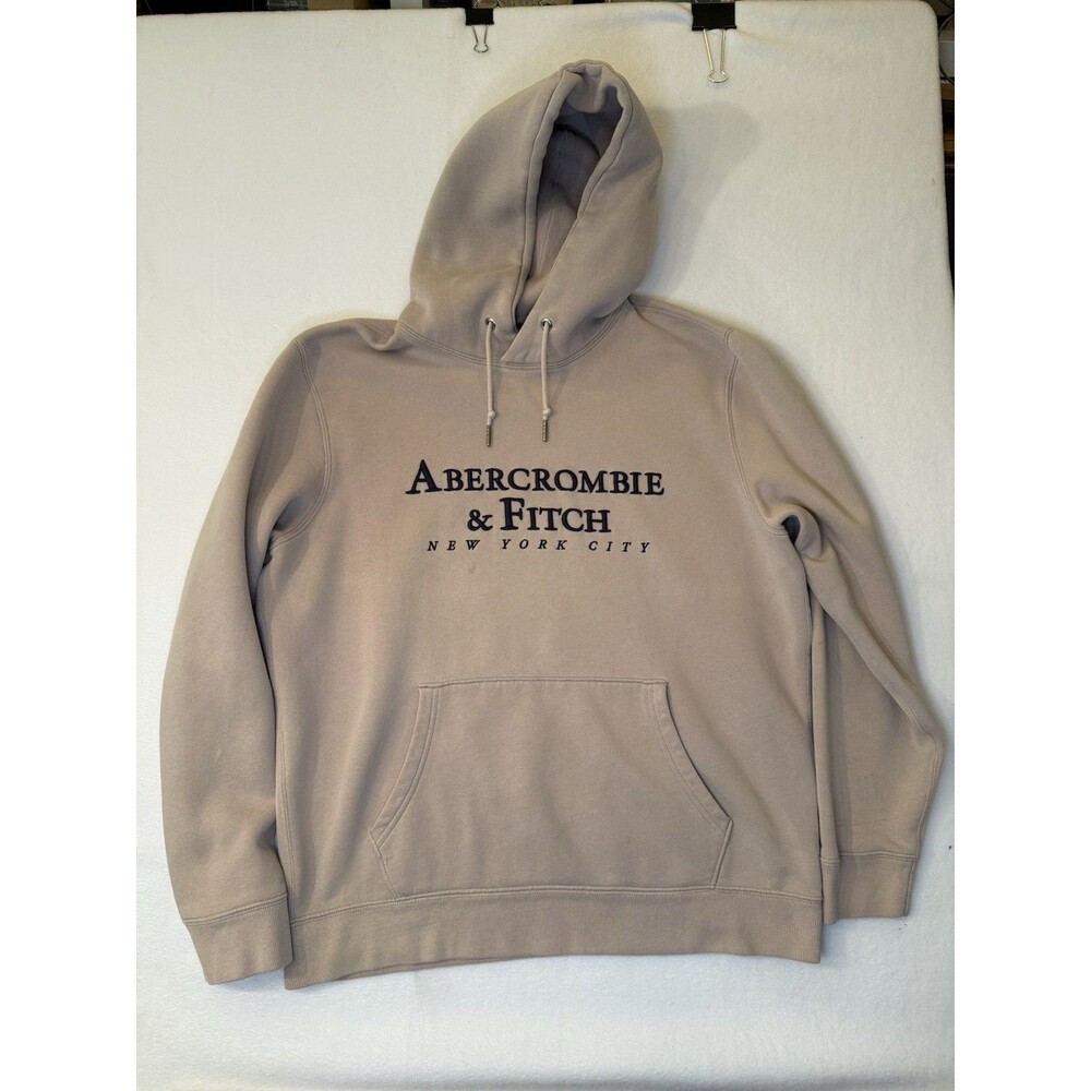 Abercrombie & Fitch Logo Pullover Hoodie‎ Pale Pink L Soft A&F Fleece Has Stains